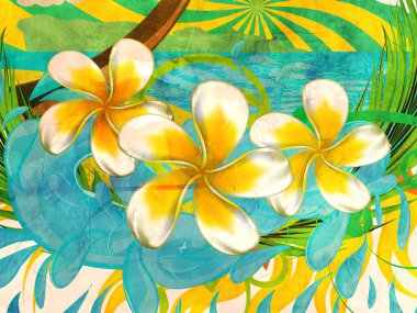 Grunge plumeria çiçekler