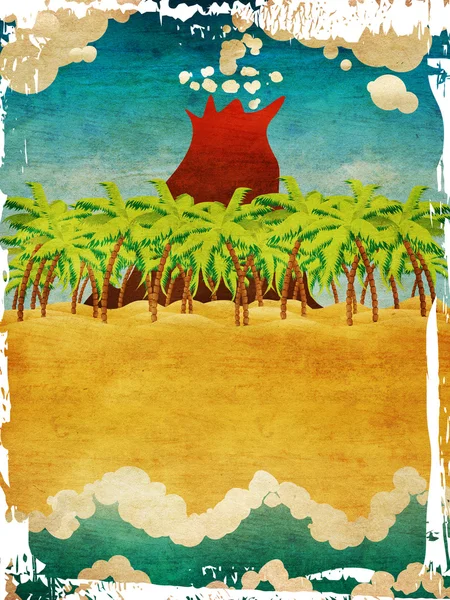 ヴィンテージ漫画火山島 — ストック写真