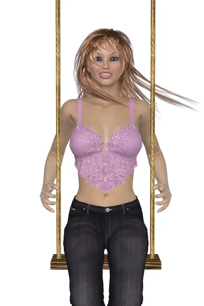 Dziewczyna na swing — Zdjęcie stockowe