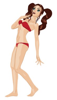 Kırmızı bikinili kız