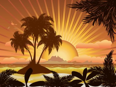 Sunset tropical island