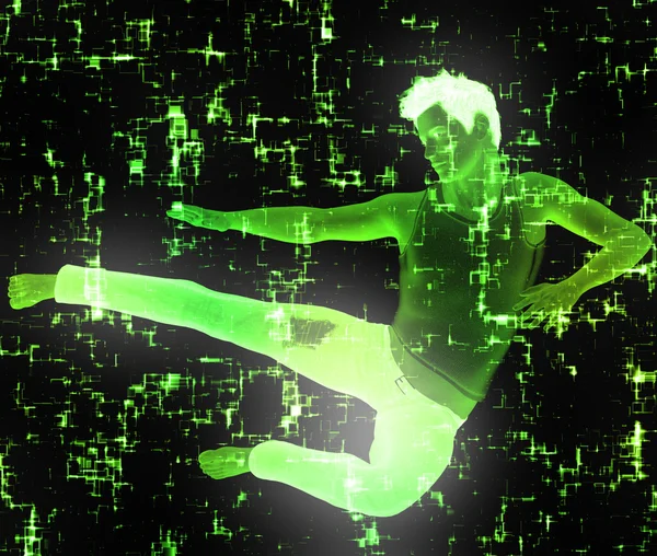 Glowing man jump — Stock Photo, Image