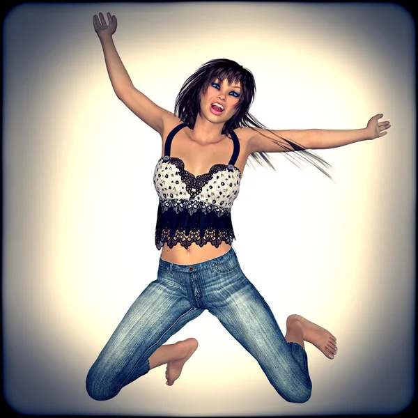 Happy jumping girl — Stock Photo, Image