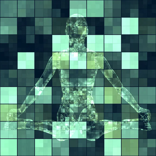 Cube tile background with robot — Stock Photo, Image