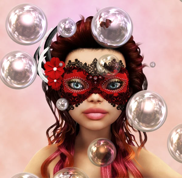 Girl with bubbles — Stock Photo, Image