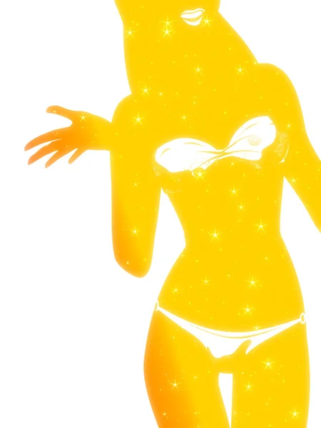 Bikini girl colorful silhouette — Stock Photo, Image