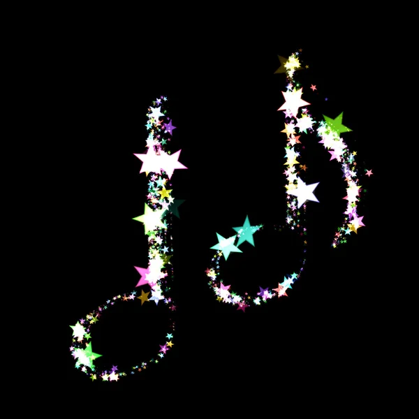 Glowing stars in music notes — Stock Photo, Image