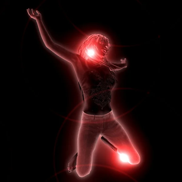 Red glowing girl — Stock Photo, Image