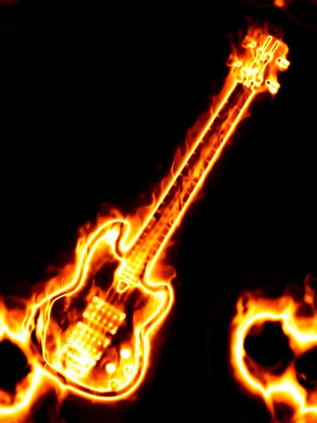 Flaming guitar — Stock Photo, Image