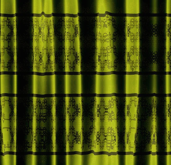 Green curtain with pattern — Stock Photo, Image