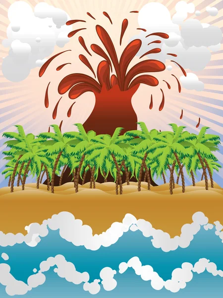 Volcan île — Image vectorielle