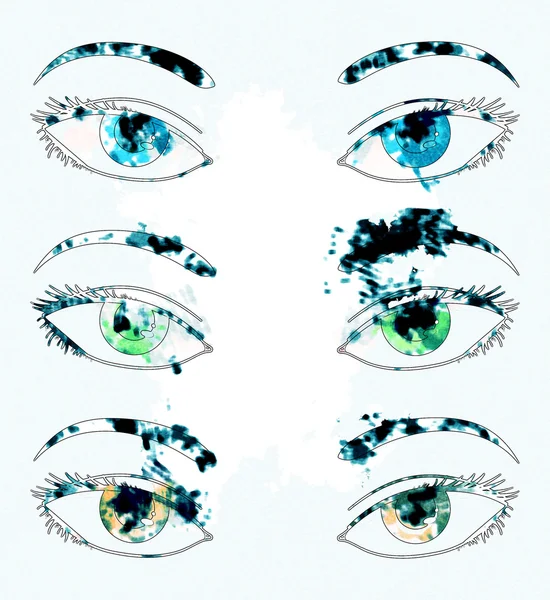 Akvarel oči — Stock fotografie