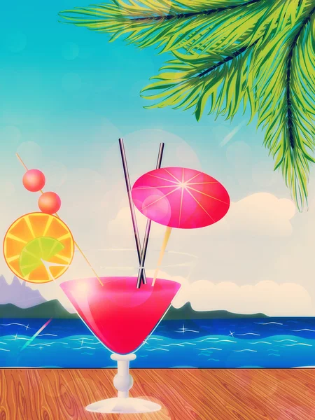 Glas rosa cocktail — 图库照片