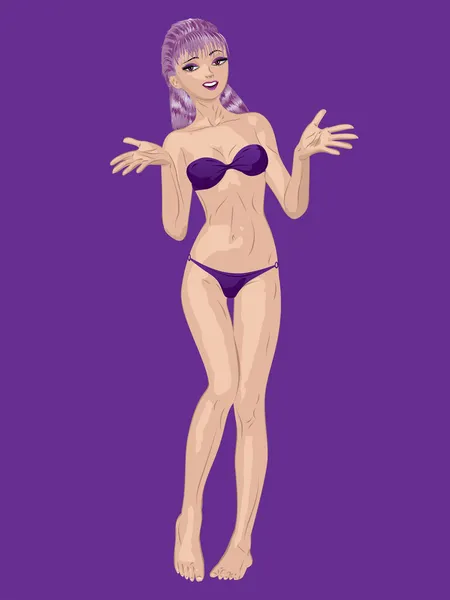 Fille en bikini violet — Image vectorielle