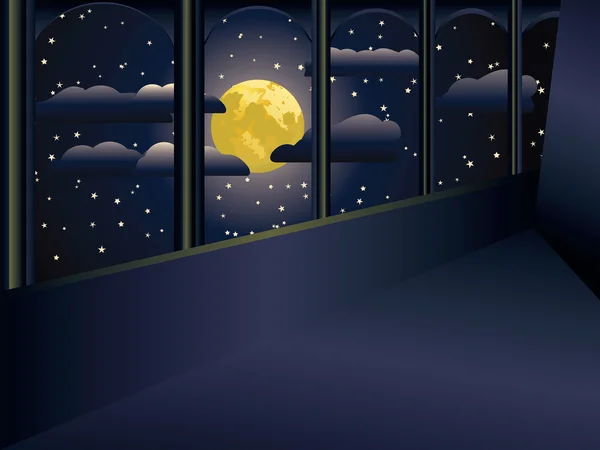 Månen och balkong — Stock vektor