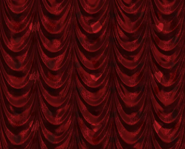 Red curtain with heart pattern — Stock Photo, Image