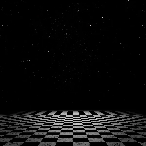 Night sky and checkered floor — Stock Photo, Image