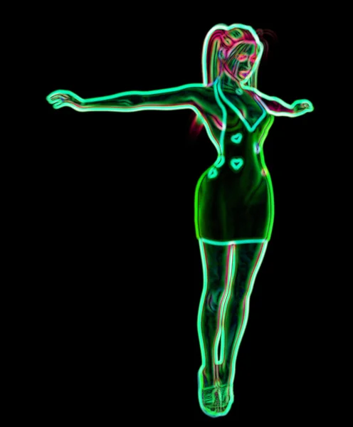 Neon woman — Stock Photo, Image