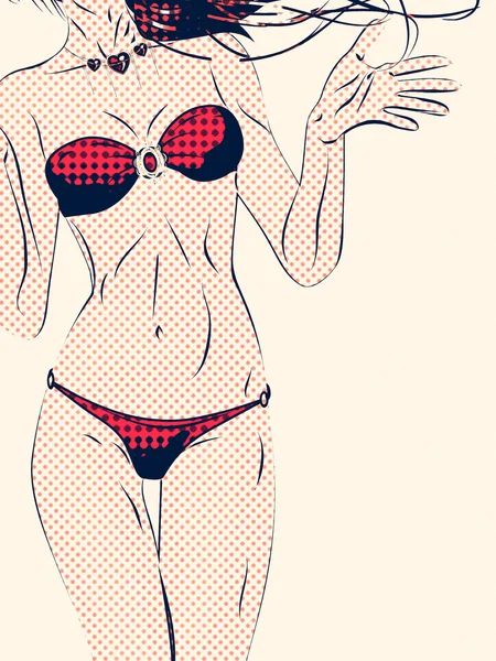 Halftone bikini girl — Stock Photo, Image