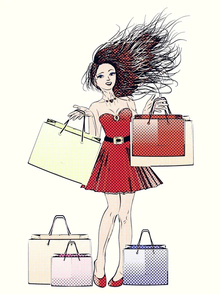 Halvton shopping kvinna — Stockfoto