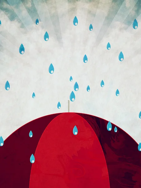 Red umbrella and rain — Stock Photo, Image