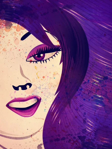 Chica grunge con ojos violeta y púrpura — Foto de Stock