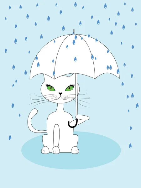 Chat sous la pluie — Image vectorielle