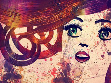 Grunge esmer yeşil gözlü