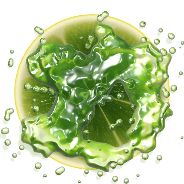 Slice of lime with splash — Stock Photo, Image