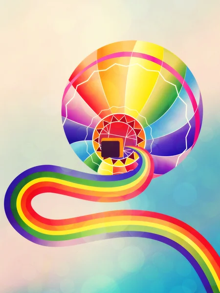 Air balloon with rainbow — Stock Photo, Image