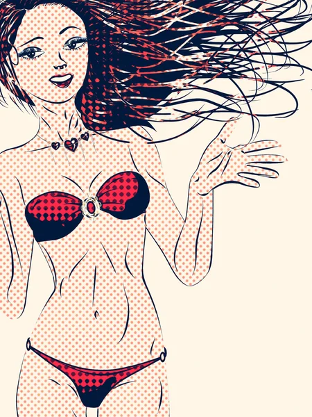 Halftone bikini girl — Stock Photo, Image