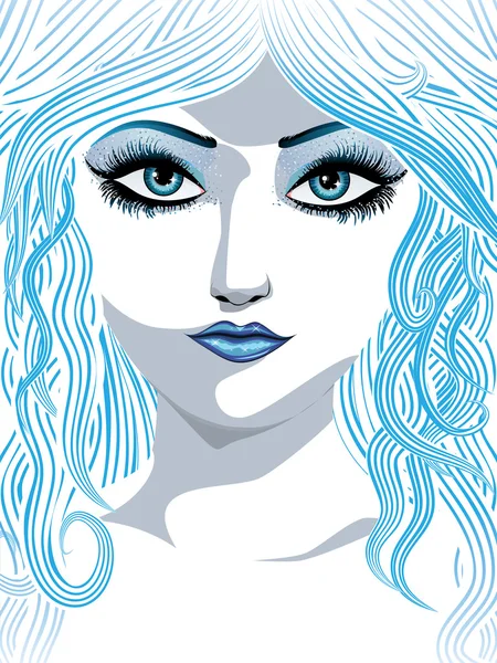 Blue winter girl — Stock Vector