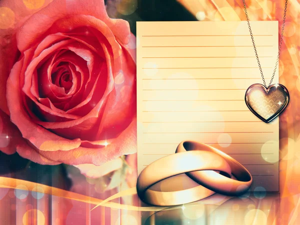 Свадебная карточка с розой — стоковое фото