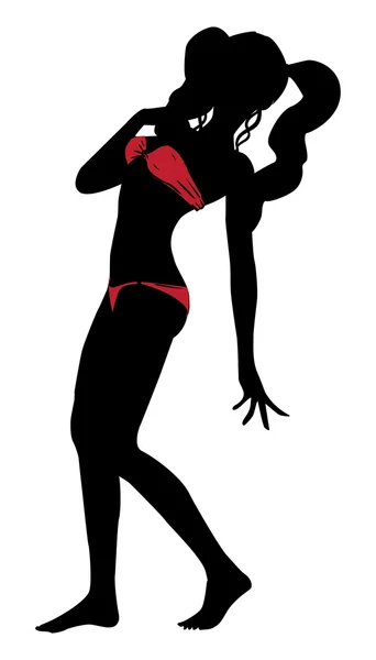 Rote Bikini-Silhouette — Stockvektor