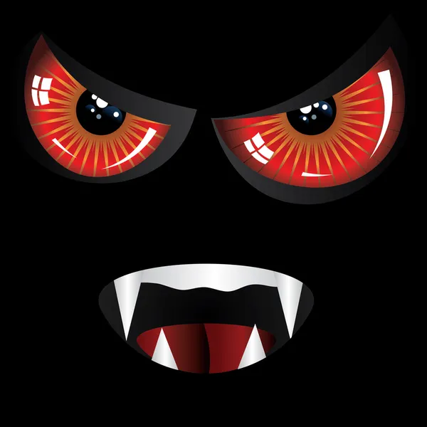 Evil face with red eyes — Stock Vector