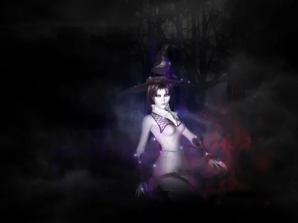 3d bruxa halloween — Fotografia de Stock