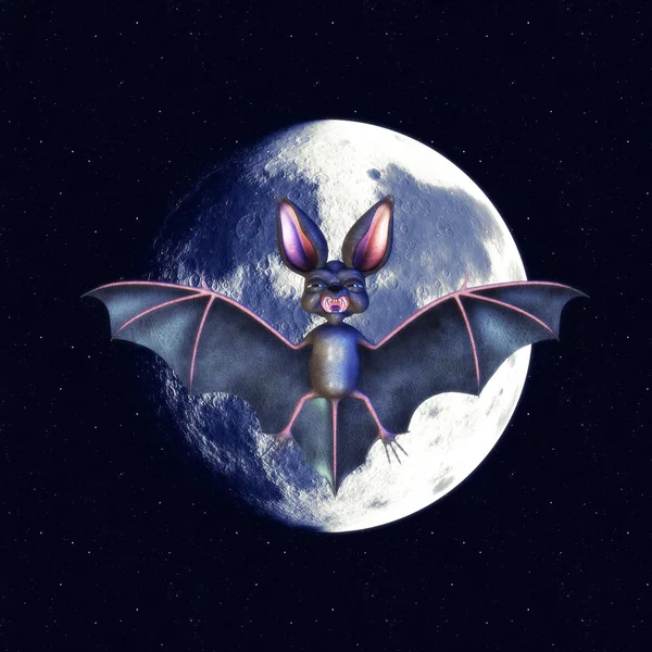 Bat over maan — Stockfoto