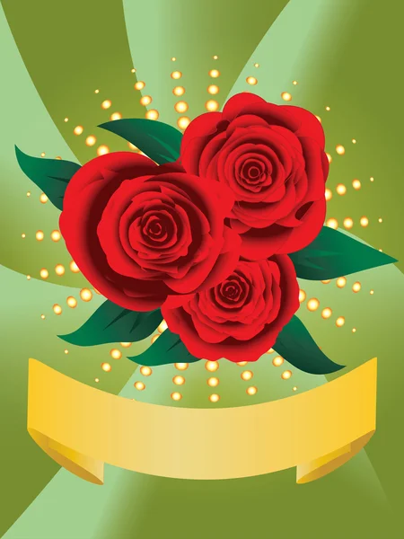 Tarjeta con rosas rojas — Vector de stock