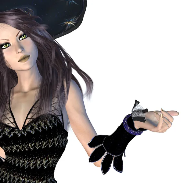 Witch in zwarte hoed — Stockfoto