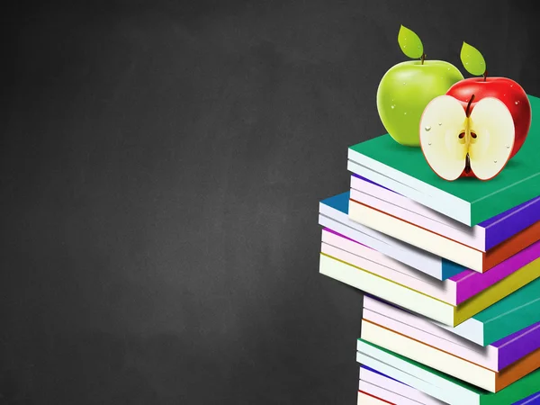 Blackboard and books — Stock Photo, Image