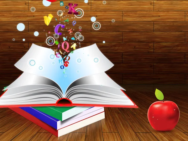 Boeken en appels — Stockfoto