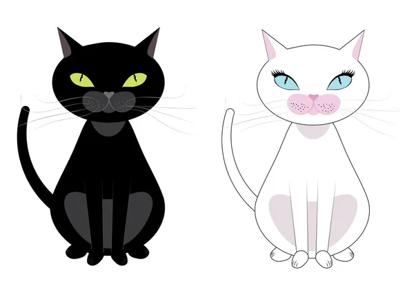 Chats noirs et blancs — Image vectorielle