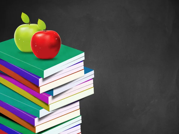 Blackboard and books — Stock Photo, Image