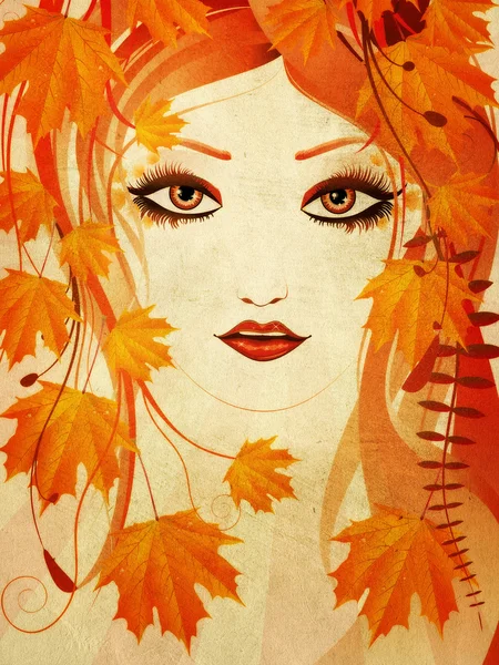 Autumn floral girl — Stock Photo, Image