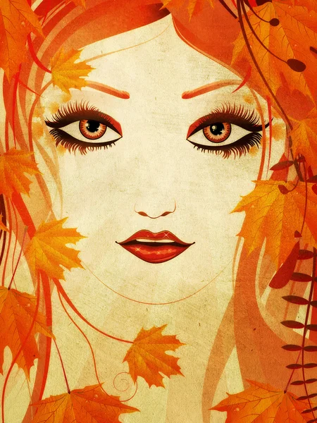 Autumn floral girl — Stock Photo, Image