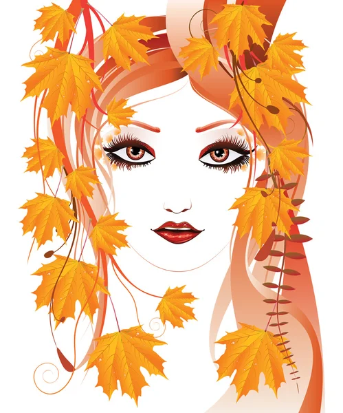 Autumn floral girl — Stock Vector