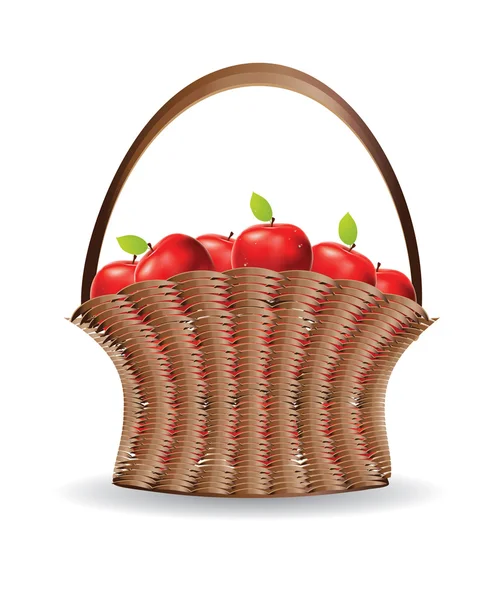 Cesta de maçãs vermelhas — Vetor de Stock