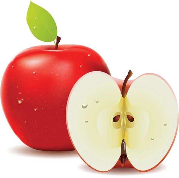 Κόκκινο μήλο και το ήμισυ της apple — Διανυσματικό Αρχείο