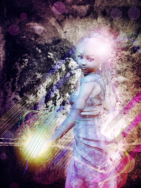 Grunge magic girl — Stock Photo, Image