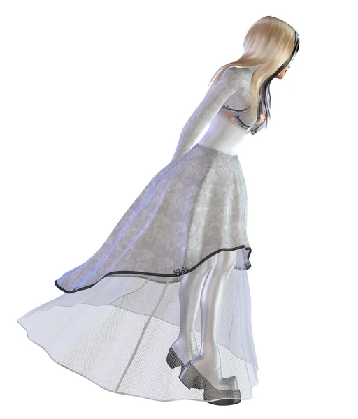Готическая девушка в белом платье — стоковое фото